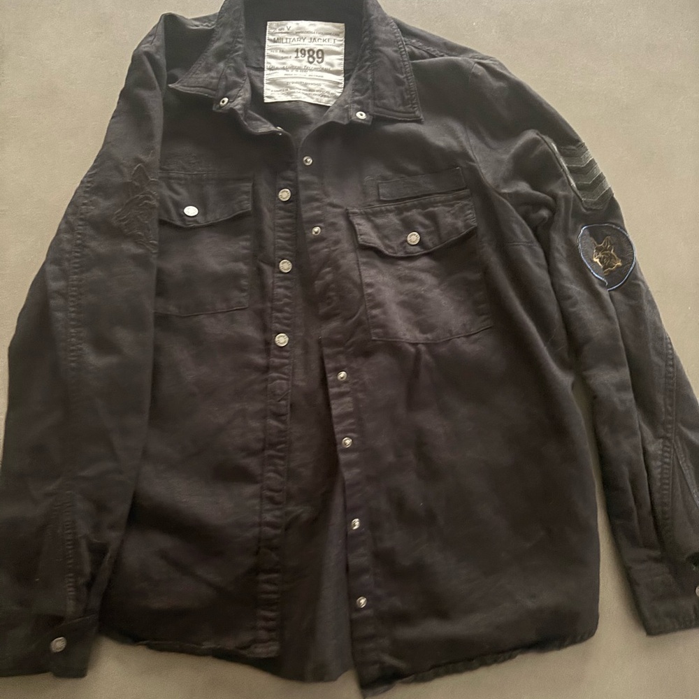 Zadig & Voltaire Black Military Jacket Utility Button Front Small